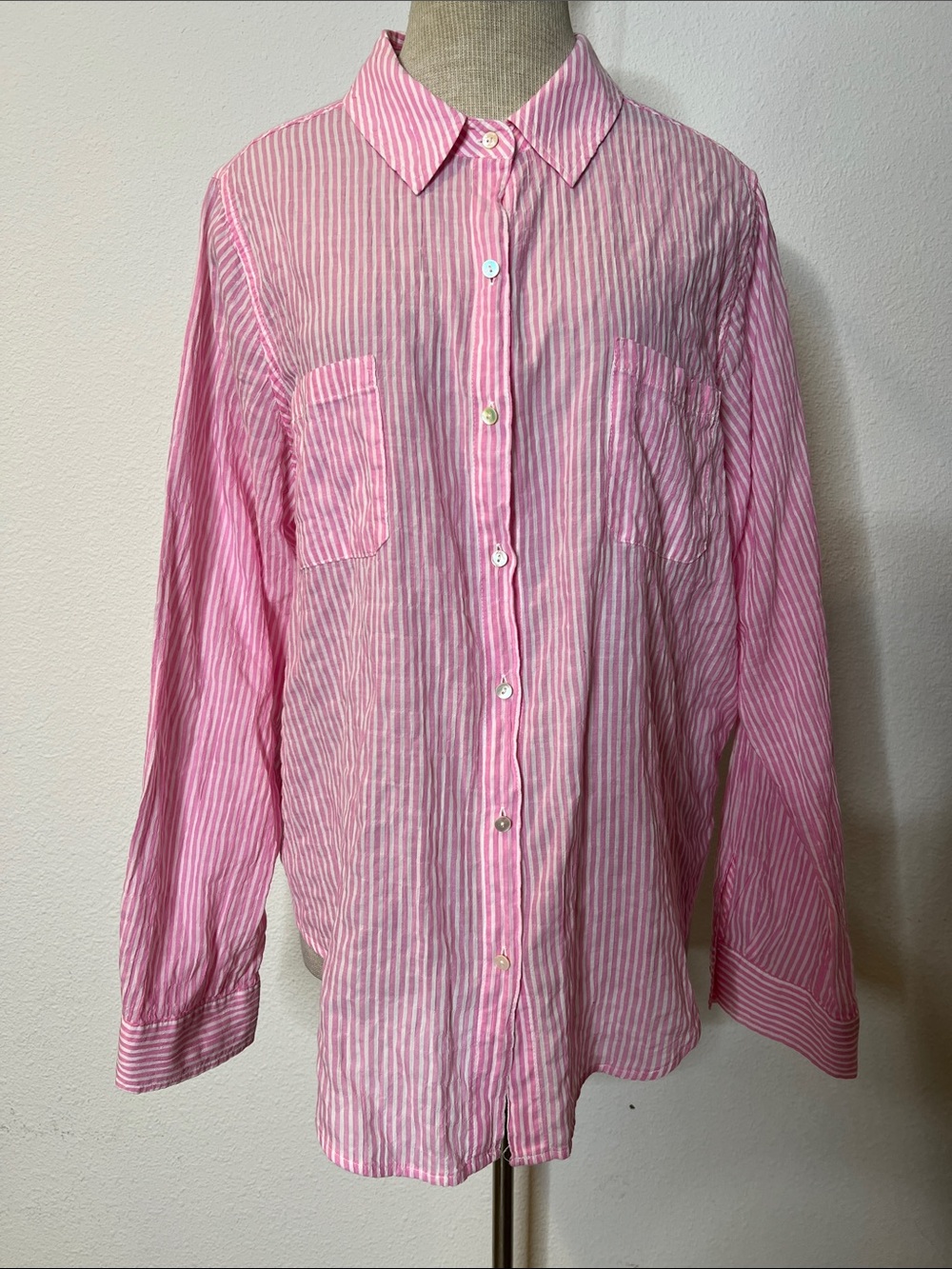 Lilly Pulitzer Pink and White Striped Button-Down Shirt